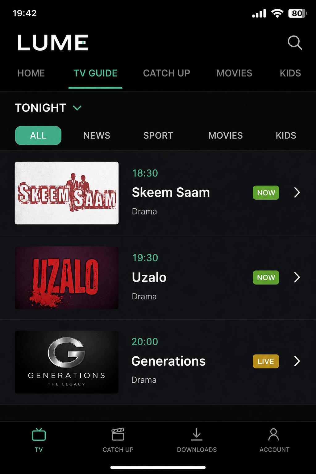 BONA TV guide